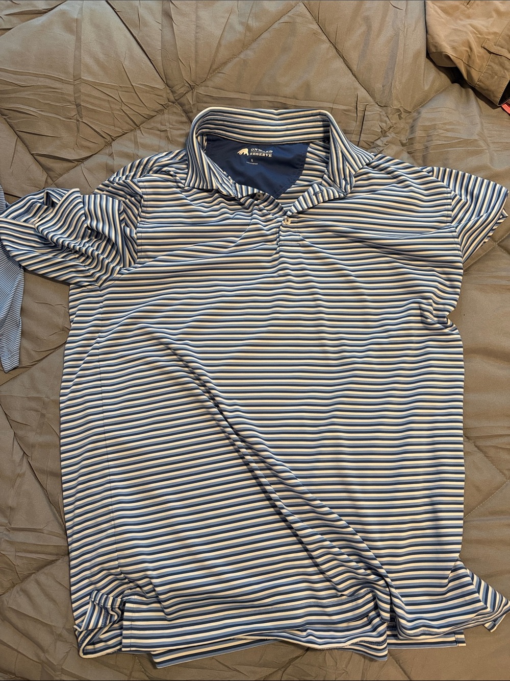 Men's Striped Polo Shirt in Navy and White